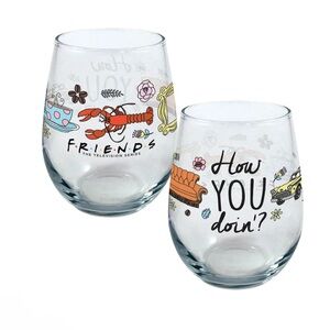 FRIENDS Colorful Stemless Glass How You Doin Wine Glass